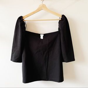 H&M Black Puff Sleeve Top
